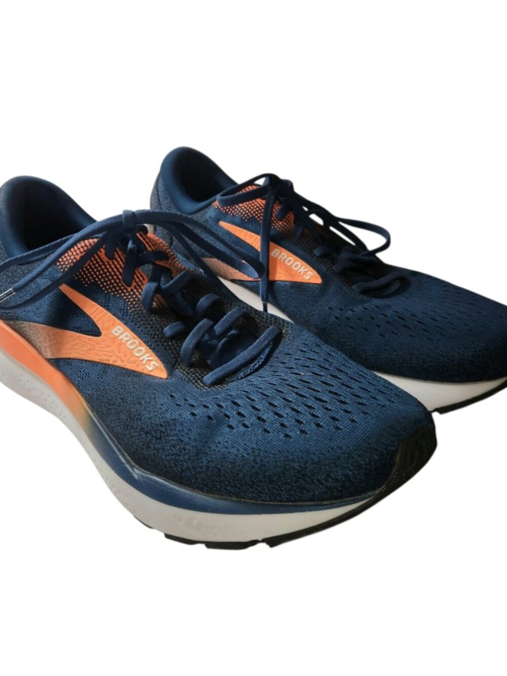 Brooks Ghost 16 Athletic Running Shoes Men's Size 12 D Medium Blue Orange White